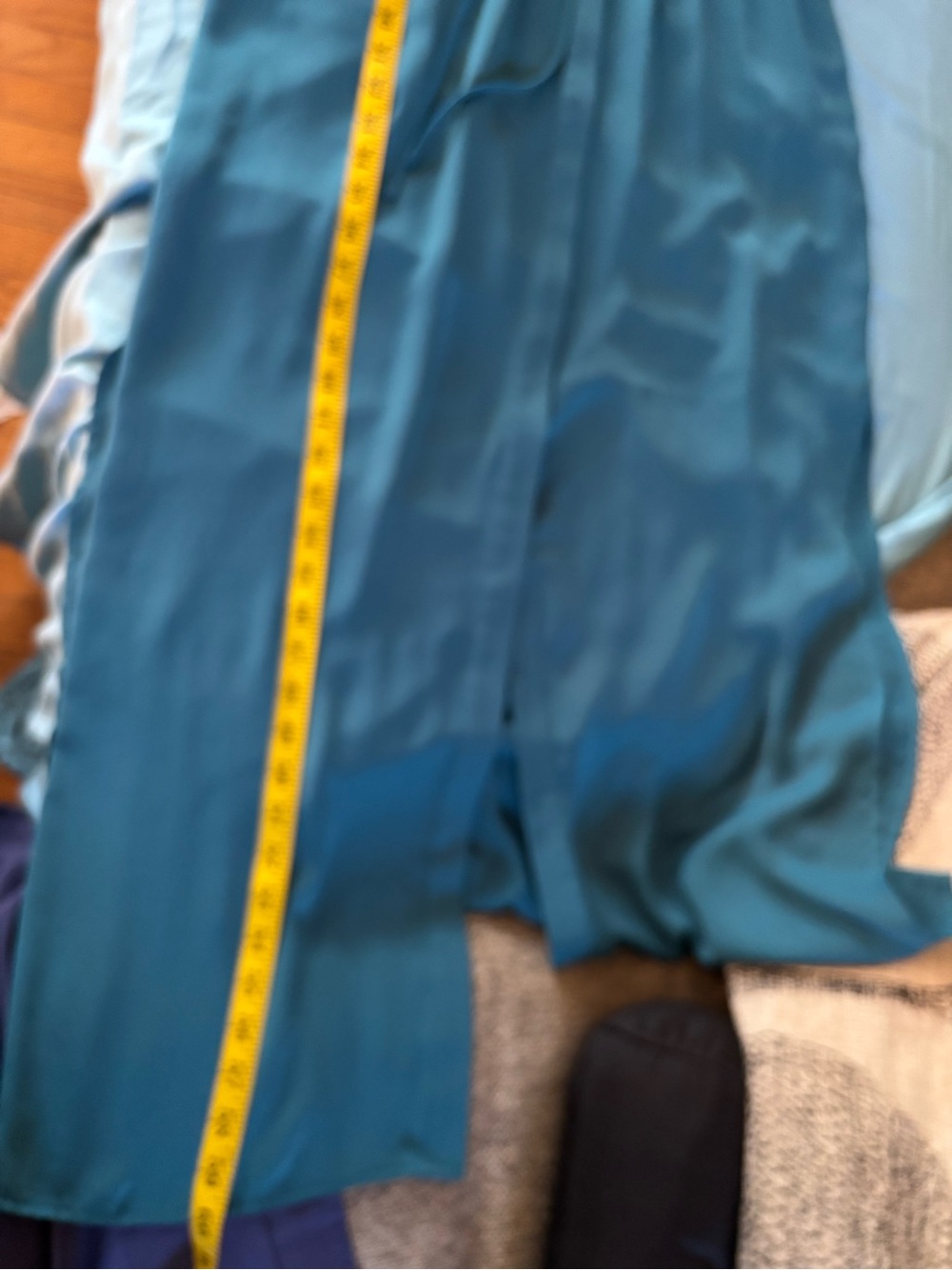 Vince Teal Long-Sleeve Drawstring Maxi Dress with Side Slits - Picture 9 of 11